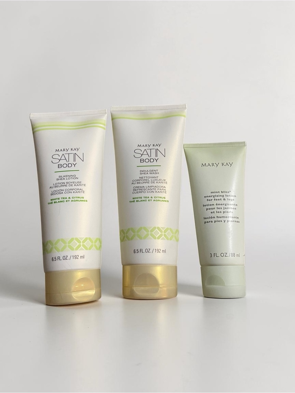Mary Kay Satin Body + Mint Bliss Foot Lotion Bundle 3pc Set
